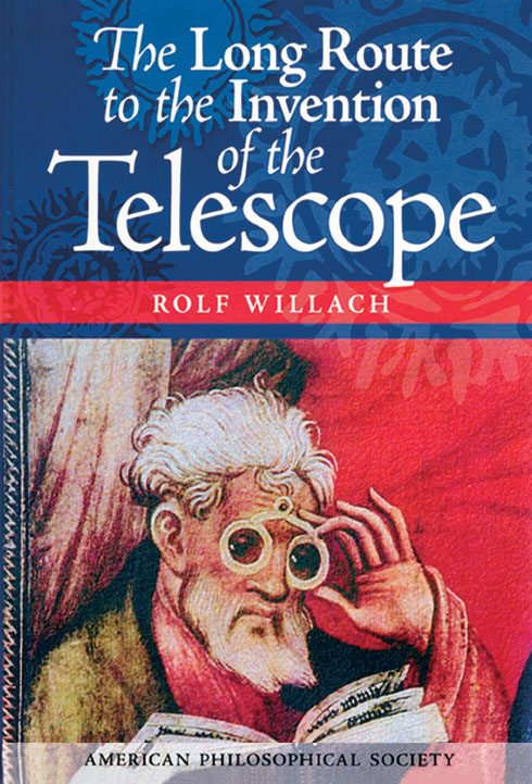 A book cover with an older man looking through a pair of glasses.